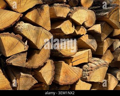 A pile of chopped firewood Stock Photo
