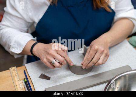 Ceramic artist at work Stock Photo