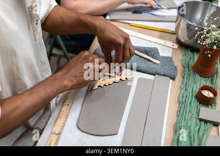 Ceramic artist at work Stock Photo