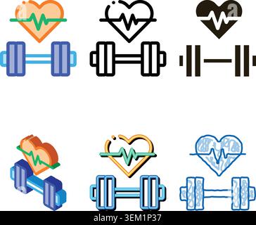 cardio training biohacking icon vector variants Stock Vector