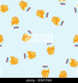 seamless pattern hand coin jar cartoon vector Stock Vector