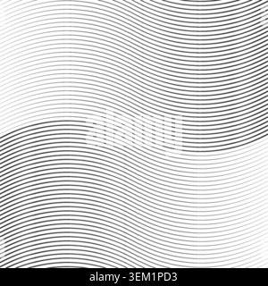 Abstract art geometric background with vertical lines. Optical illusion with waves and transition Stock Vector