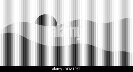 Abstract op art background made from black and white lines. abstract wavy lines background. line art vector Stock Vector