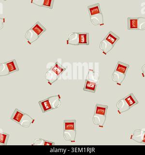 seamless pattern office glue bottle cartoon vector Stock Vector