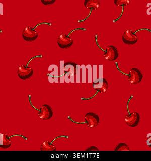 pattern cherry red sketch hand drawn Stock Vector