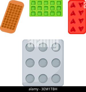 Silicone trays preparing ice cubes and homemade candy Stock Vector