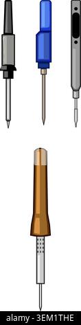 Soldering irons set for electronics repair and diy Stock Vector