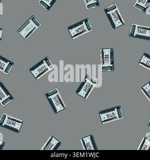 seamless pattern telephone fax machine cartoon vector Stock Vector