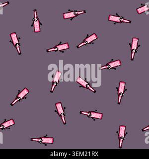 seamless pattern cold soda bottle character cartoon vector Stock Vector