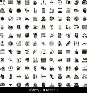 Black glyph icons representing various business concepts Stock Vector