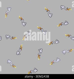 seamless pattern jet rocket launch smoke cartoon vector Stock Vector