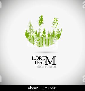 Abstract forest Nature Silhouette . green forest in summer hand drawn. Not AI, Vector illustration Stock Vector