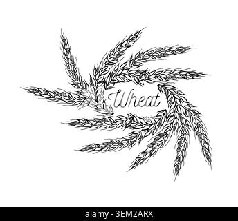 Wheat frame abstraction. hand drawn. Not AI, Vector illustration Stock Vector