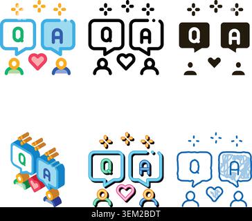 people love dialogue icon stylized vector outline Stock Vector