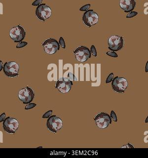 seamless pattern map globe cartoon vector sign color Stock Vector