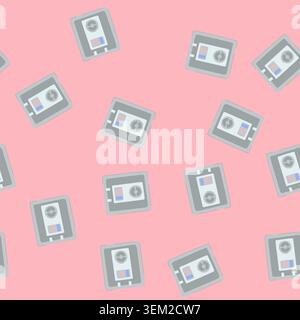 seamless pattern lock safe cartoon vector Stock Vector