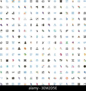Collection of various colorful universal business and lifestyle icons Stock Vector