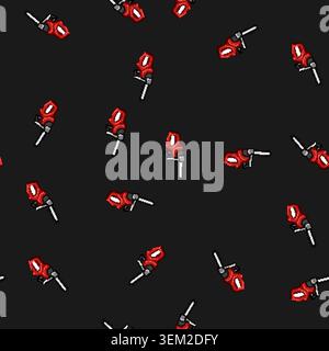 seamless pattern saw chainsaw cartoon vector Stock Vector