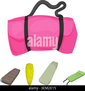 Camping sleeping pads and mats collection for outdoor recreation Stock Vector