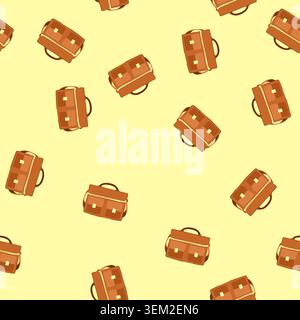 seamless pattern people briefcase leather cartoon vector Stock Vector