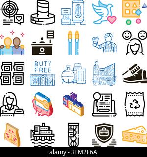 Diverse icons depicting concepts of business, health, and environment Stock Vector