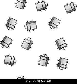 pattern cook double boiler pan cartoon vector Stock Vector
