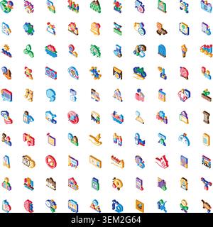Diverse isometric icons set representing multiple concepts Stock Vector