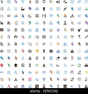 Large collection diverse business technology lifestyle icons Stock Vector