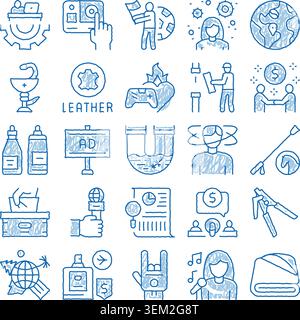 Various doodle sketch icons illustrating business and daily life Stock Vector