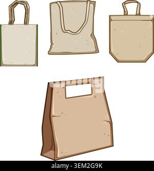 Reusable shopping bags promoting eco friendly packaging Stock Vector