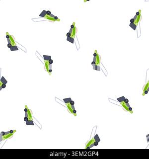 pattern landscaping lawn mower cartoon vector Stock Vector