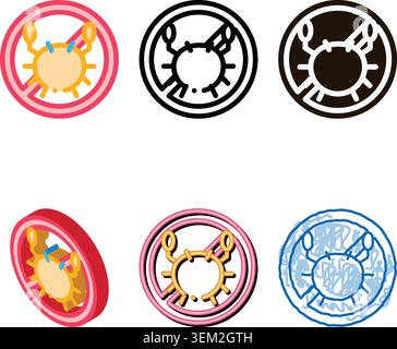 allergen free sign styleset seafood vector thin line icon Stock Vector