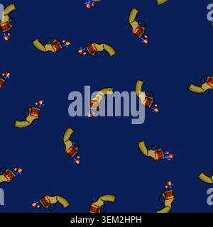seamless pattern Toy cap gun playing childhood games object Stock Vector