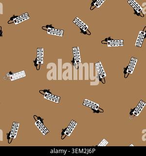 seamless pattern Power strip with multiple electrical outlets and usb ports Stock Vector