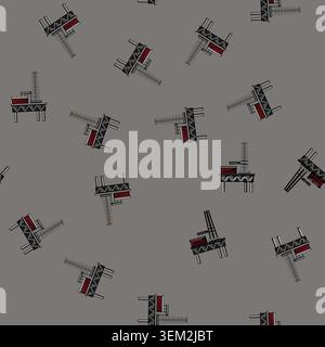 seamless pattern extraction oil rig cartoon vector Stock Vector