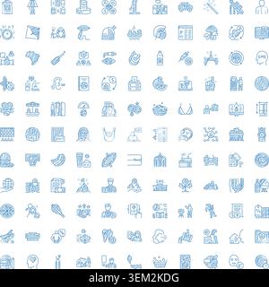 Hand drawing doodle blue icon collection Stock Vector