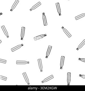 pattern water stainless bottle cartoon vector Stock Vector