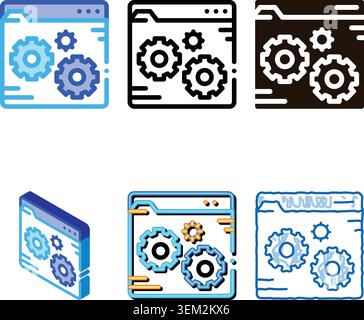 fixing file coding system styleset vector thin line icon Stock Vector