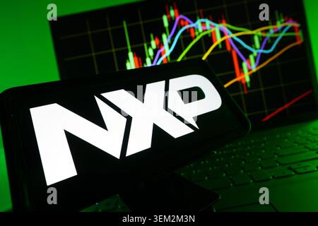 NXP Semiconductors Leading Dutch Semiconductor Company Specializing In Automotive And Secure Connected Device Solutions Logo On Mobile Phone Screen Stock Photo