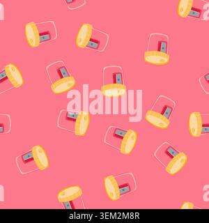 seamless pattern office sharpener pencil cartoon vector Stock Vector