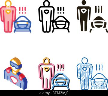 face mask super hero icon vector outline variants Stock Vector