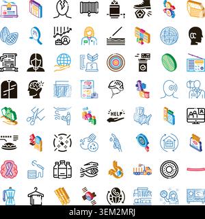 Diverse set of icons showing various concepts and themes Stock Vector