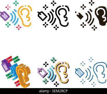 label price in human diversity ear icon vector outline Stock Vector