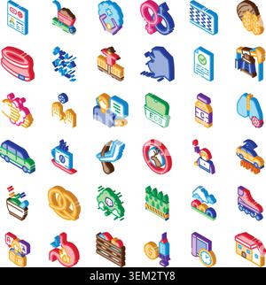 Isometric icon collection illustrating various modern concepts Stock Vector