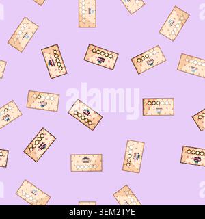seamless pattern Birthday loyalty card showing customer reward progress Stock Vector