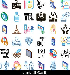 Diverse business and medical icons set concept Stock Vector