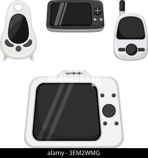 Portable electronic devices for infant monitoring and entertainment Stock Vector