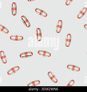 seamless pattern rescue lifebuoy cartoon vector Stock Vector