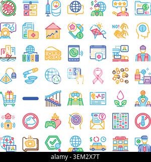 Diverse glyph icons collection illustrating various daily life concepts Stock Vector