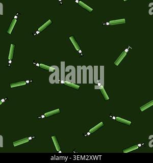 seamless pattern Green pump dispenser bottle for hygiene product Stock Vector